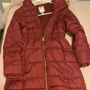 burgundy red coat